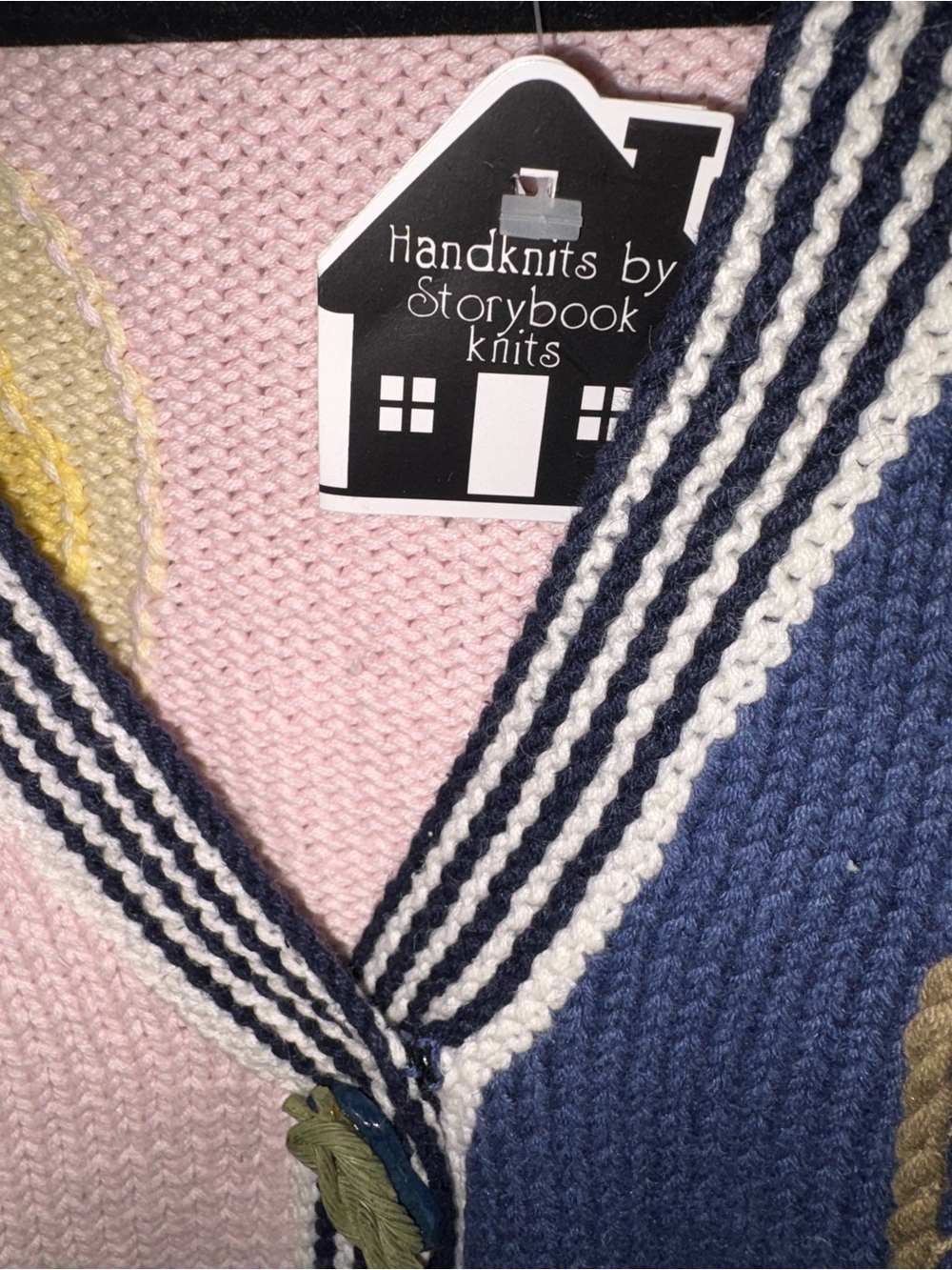 Storybook Knits Coastal Lighthouse Button-Front Cardigan - Blue, Pink & Cream - Picture 8 of 11